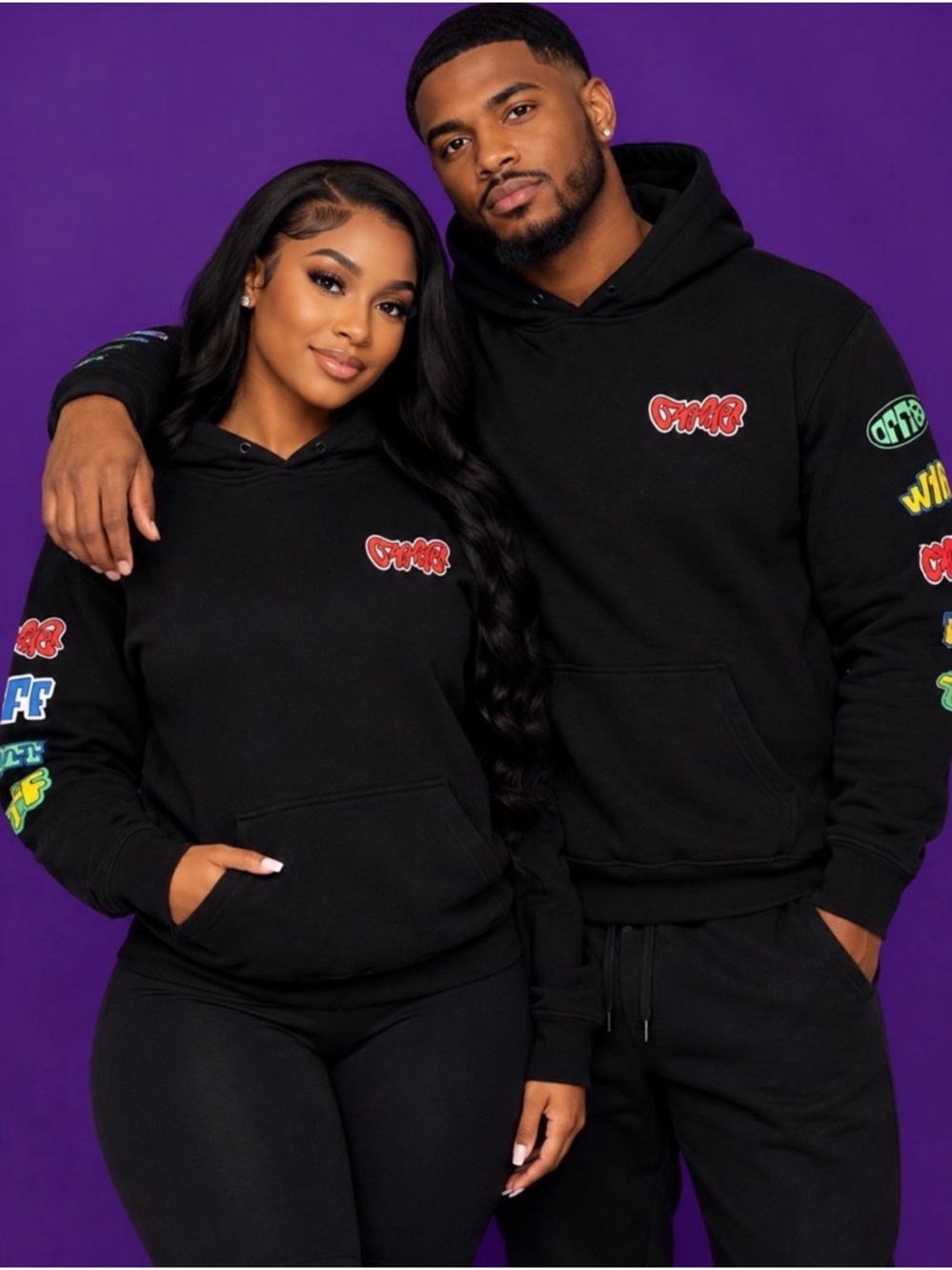 Black Graphic Logo Hoodie Sweatshirt - Men's Casual Pullover